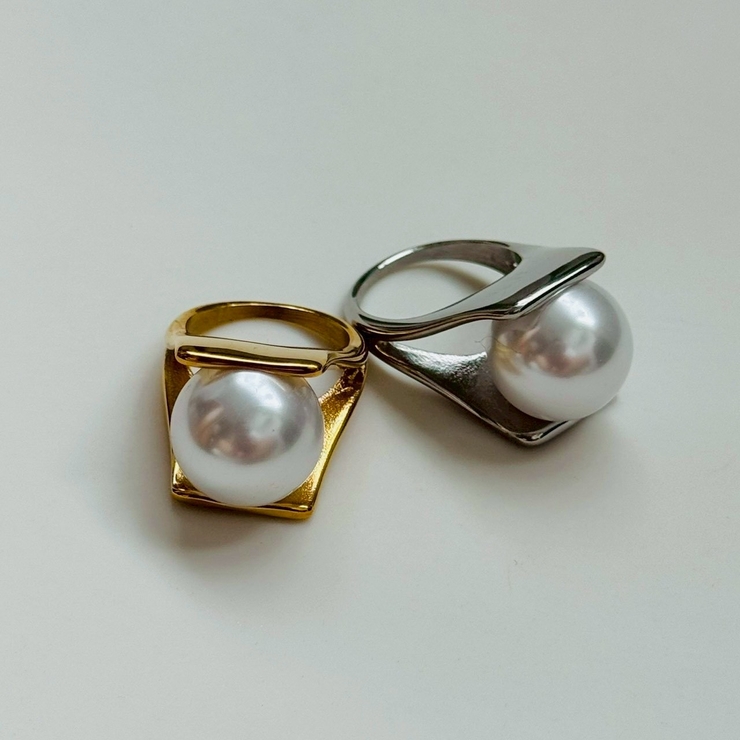 サージカルステンレスリング 樹脂パール 大ぶり | feu | 詳細画像3 