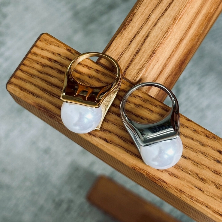 サージカルステンレスリング 樹脂パール 大ぶり | feu | 詳細画像8 