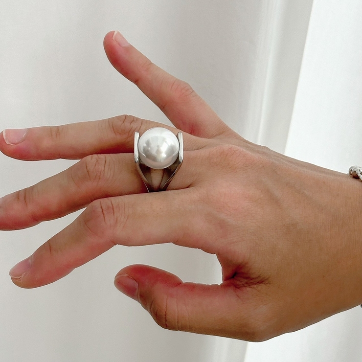 サージカルステンレスリング 樹脂パール 大ぶり | feu | 詳細画像9 