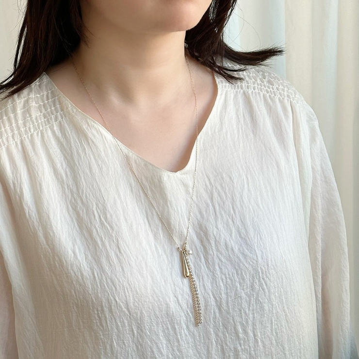 華奢チェーンネックレス ジルコニアチェーン 樹脂パール | feu | 詳細画像10 