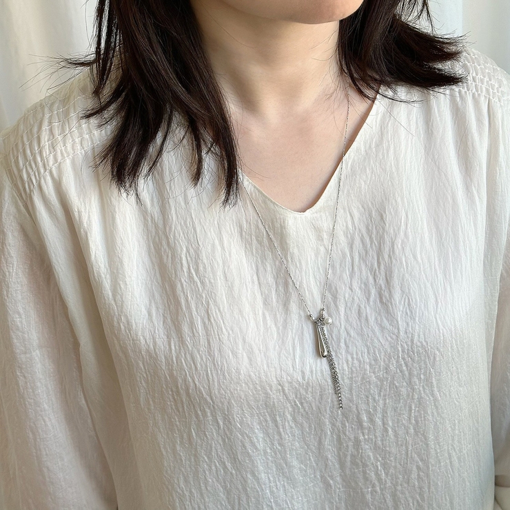 華奢チェーンネックレス ジルコニアチェーン 樹脂パール | feu | 詳細画像7 