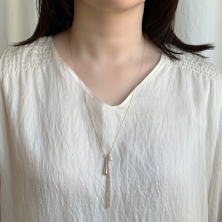 華奢チェーンネックレス ジルコニアチェーン 樹脂パール | feu | 詳細画像9 