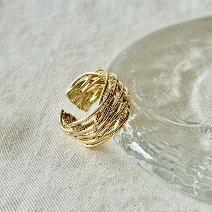 ゴールド | フリーサイズリング 抜け感 ニュアンスデザイン | feu
