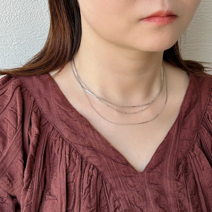 ３連ネックレス 華奢チェーン シルバーゴールド | feu | 詳細画像11 