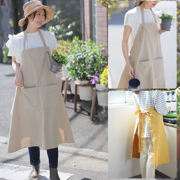 ぽっちゃりさん専用 綿100％ ナチュラルエプロン[品番