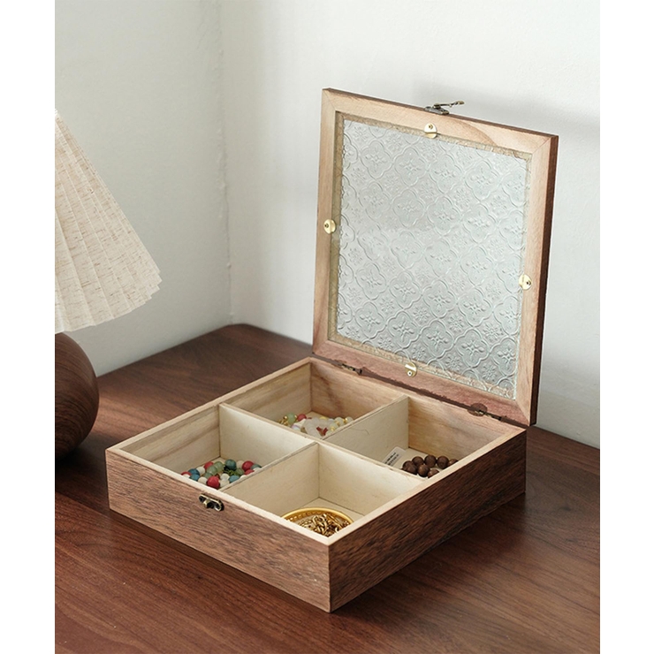 桐木ガラス蓋アクセサリーボックス | aimoha  | 詳細画像1 