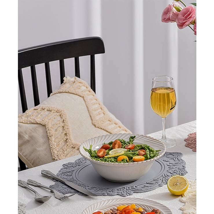 グレー | レース柄シリコンマット【４サイズ】コースター おしゃれ 鍋敷き | aimoha 