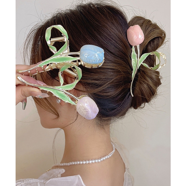 チューリップ形ヘアクリップ 韓国ファッション ヘアアクセサリー[品番 ...