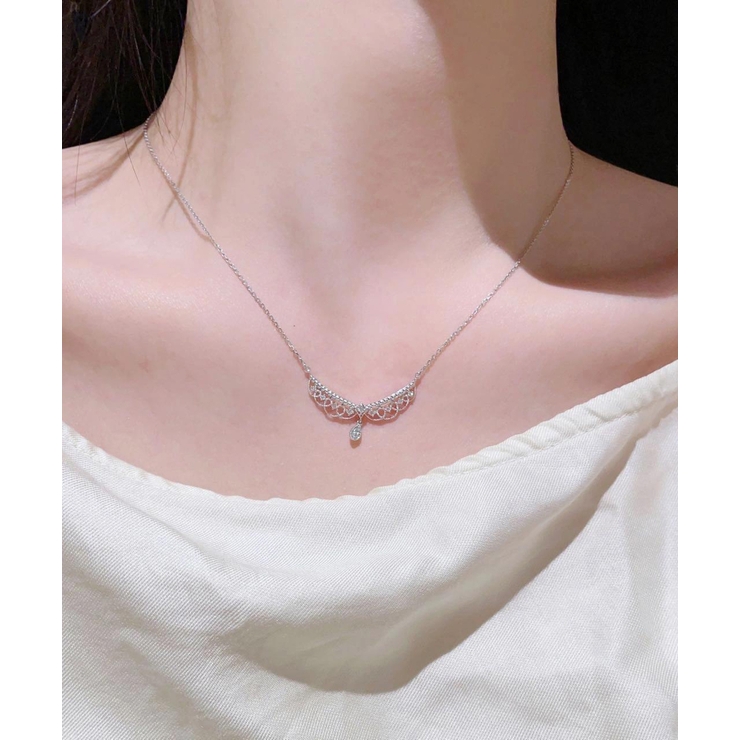 レース編み風細チェーンネックレス Jasmine Grandiflorum[品番