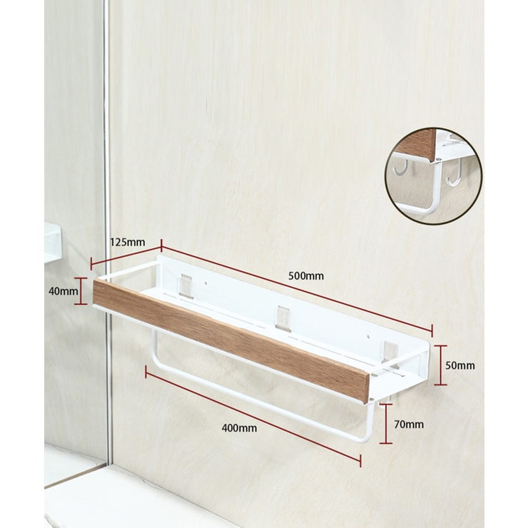 ホワイト | 収納ウォールマウントシェルフ ホック付きL | aimoha 