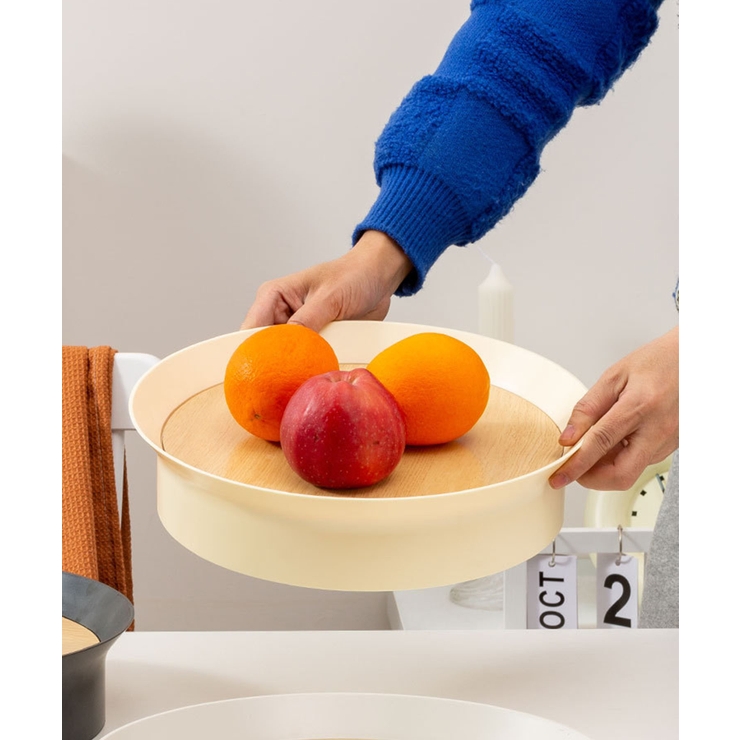 ライトベージュ | 卓上 円形 収納トレイ | aimoha 