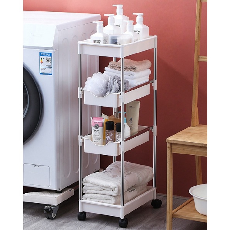 ブラック | 可動式４段引き出し収納ラックカート 可動 キッチンワゴン | aimoha 