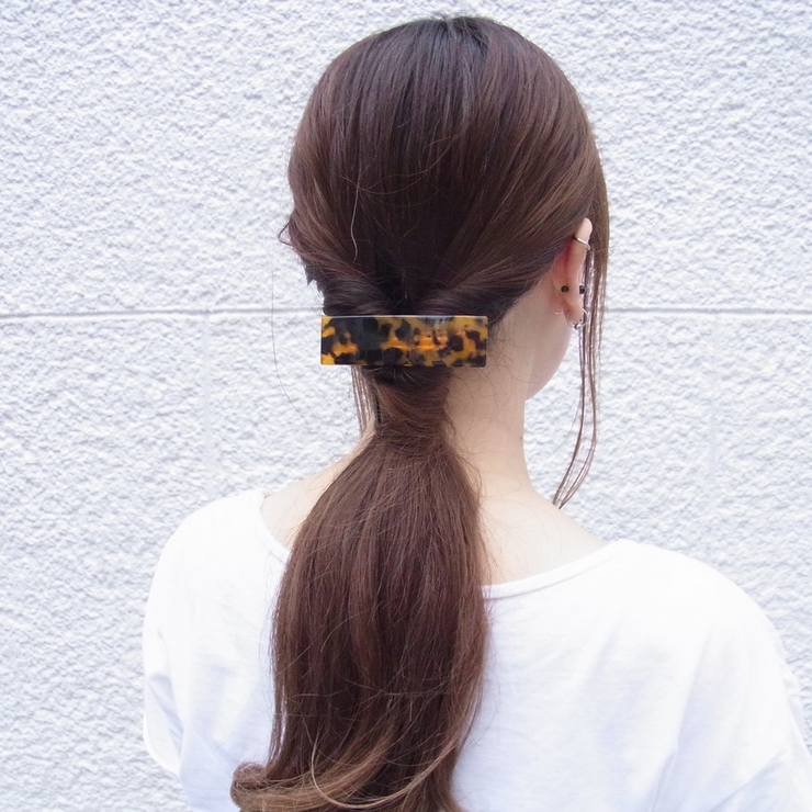 ヘアアクセ ロングスクエアマーブルヘアクリップ ブルー[品番