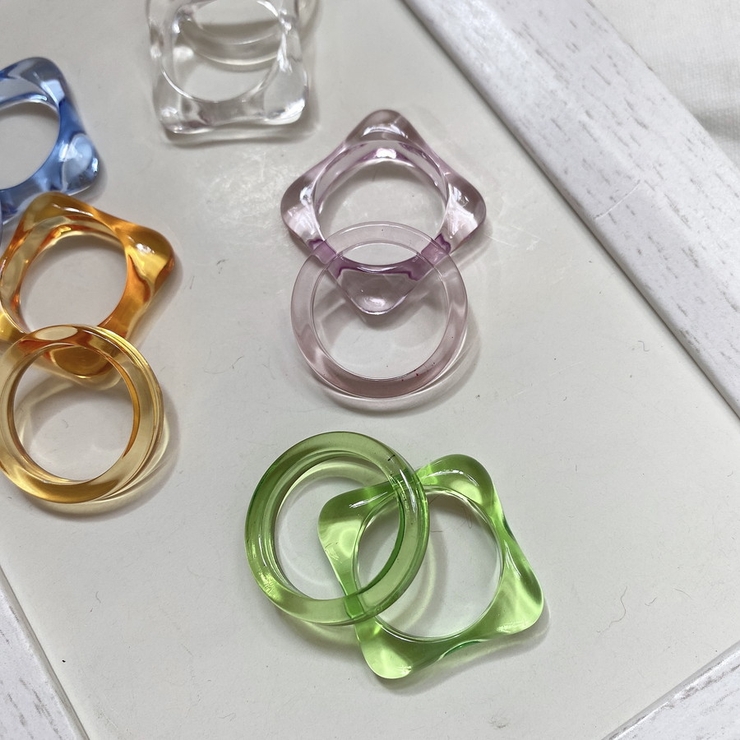リング カラープラスチッククリアリング2個セット[品番：ORPW0002401