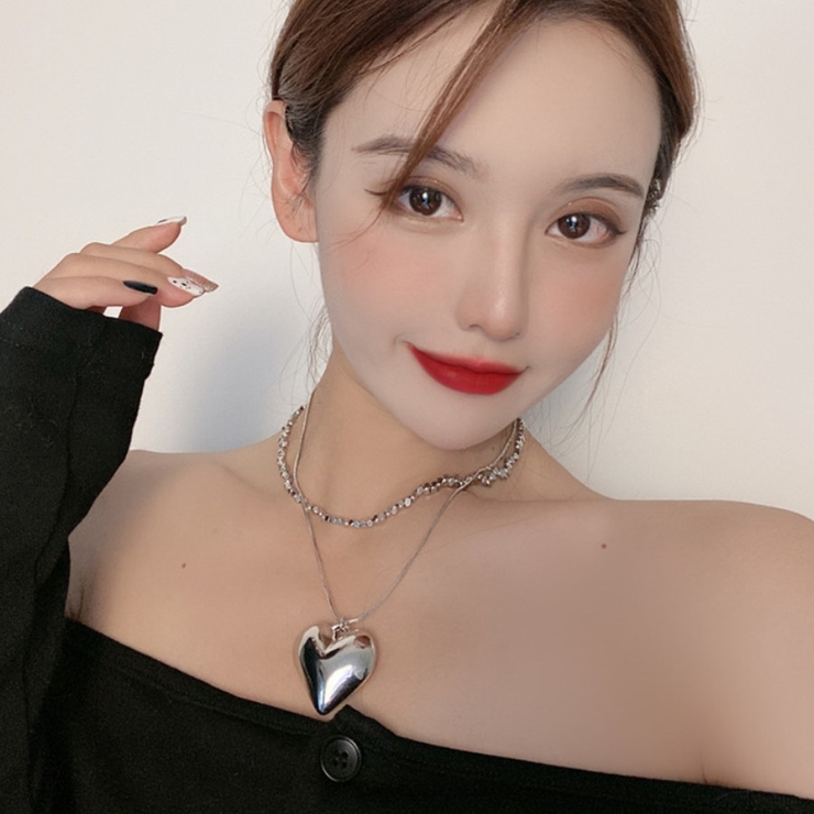 ネックレス メタルハート＆ビジューネックレス 2連/2個セット | marcydorn | 詳細画像2 