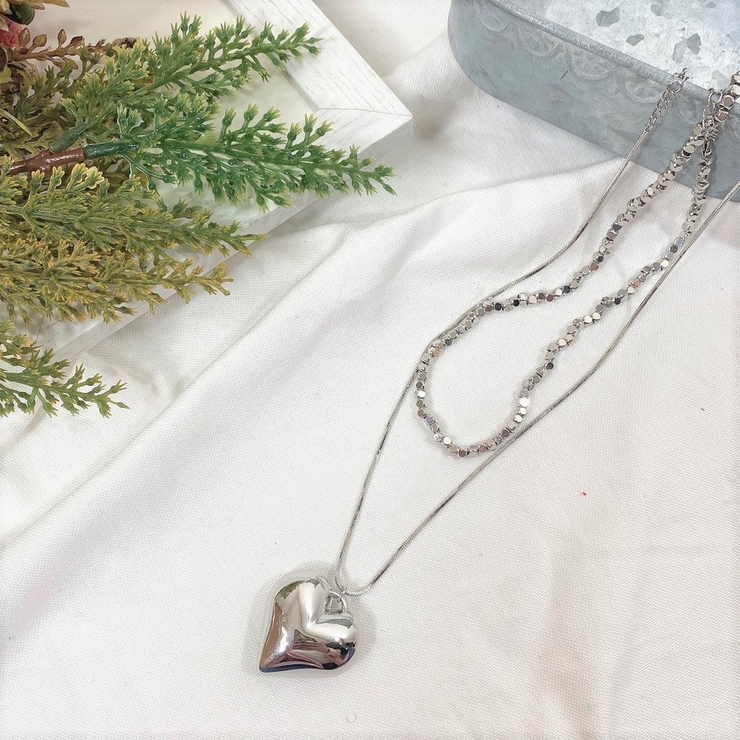 ネックレス メタルハート＆ビジューネックレス 2連/2個セット | marcydorn | 詳細画像6 