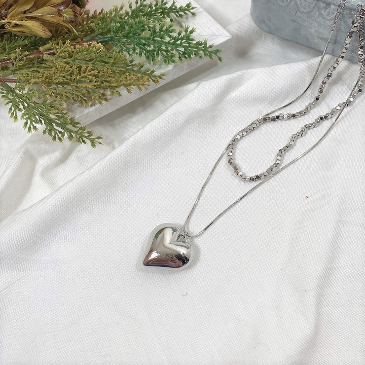ネックレス メタルハート＆ビジューネックレス 2連/2個セット | marcydorn | 詳細画像8 