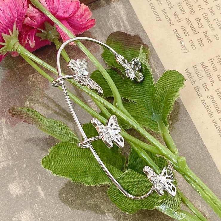 ピアス 4連バタフライイヤーカフ シルバー[品番：ORPW0002758