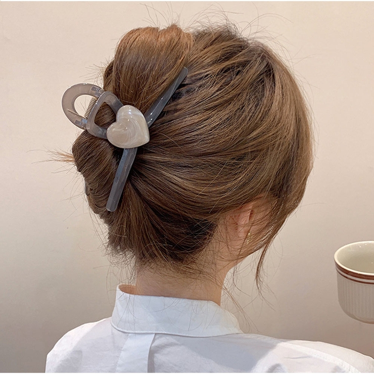 ヘアクリップ バレッタ アクリルバンスクリップ ハートヘアクリップ