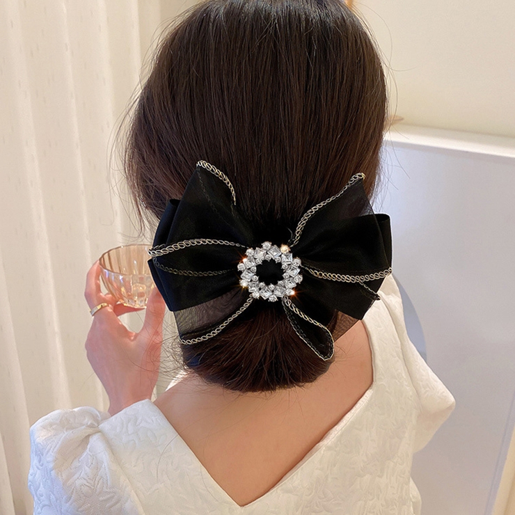 ブラック | ビッグリボン ヘアクリップ レディース | SUNSHINE CLOSET