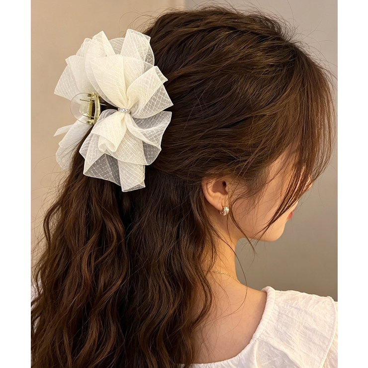 シアービッグリボン髪留め 大きめヘアクリップ 大人可愛いハーフアップ用クリップボ… | SUNSHINE CLOSET | 詳細画像10 