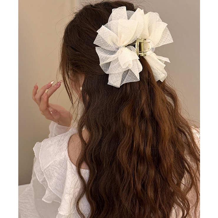 シアービッグリボン髪留め 大きめヘアクリップ 大人可愛いハーフアップ用クリップボ… | SUNSHINE CLOSET | 詳細画像6 