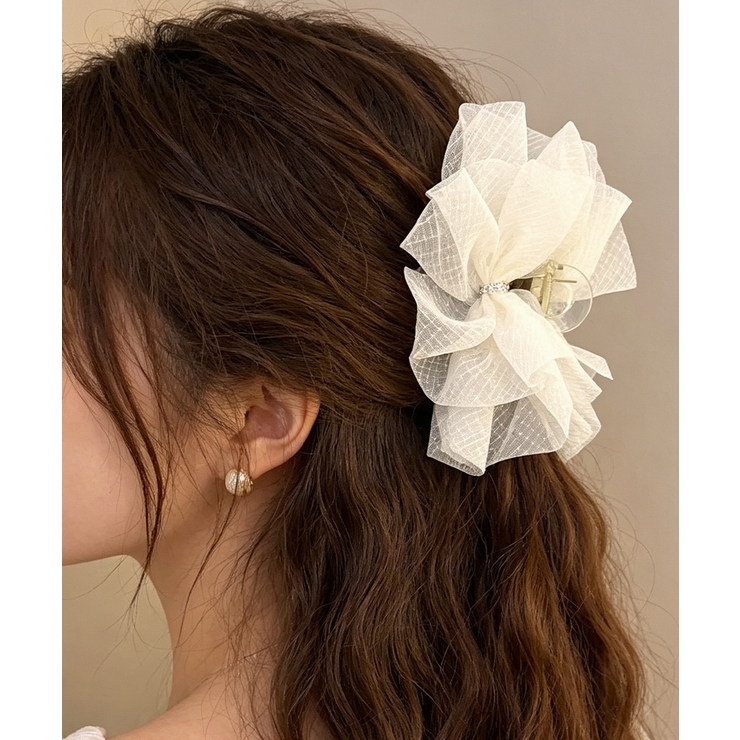 シアービッグリボン髪留め 大きめヘアクリップ 大人可愛いハーフアップ用クリップボ… | SUNSHINE CLOSET | 詳細画像7 