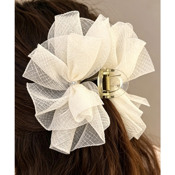 シアービッグリボン髪留め 大きめヘアクリップ 大人可愛いハーフアップ用クリップボ… | SUNSHINE CLOSET | 詳細画像8 