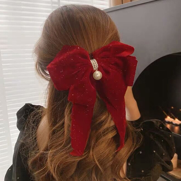 ワインレッド | ビッグリボンバレッタ韓国ヘアアクセサリー | SUNSHINE CLOSET