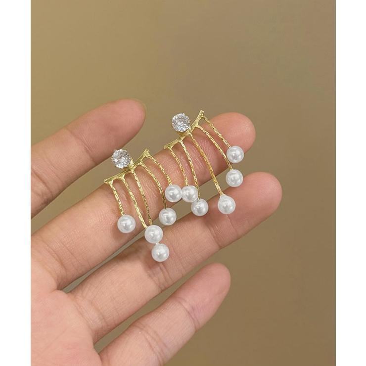 上品パールチェーンピアス韓国風 フリンジアクセサリー 小顔見えフェミニンジュエリ… | SUNSHINE CLOSET | 詳細画像10 