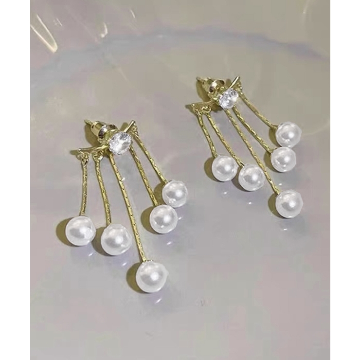 上品パールチェーンピアス韓国風 フリンジアクセサリー 小顔見えフェミニンジュエリ… | SUNSHINE CLOSET | 詳細画像12 