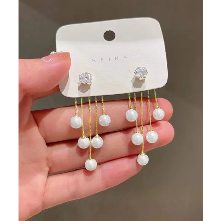 上品パールチェーンピアス韓国風 フリンジアクセサリー 小顔見えフェミニンジュエリ… | SUNSHINE CLOSET | 詳細画像13 