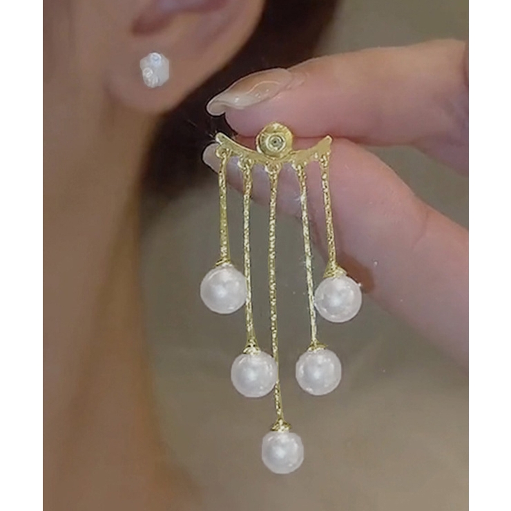 上品パールチェーンピアス韓国風 フリンジアクセサリー 小顔見えフェミニンジュエリ… | SUNSHINE CLOSET | 詳細画像2 