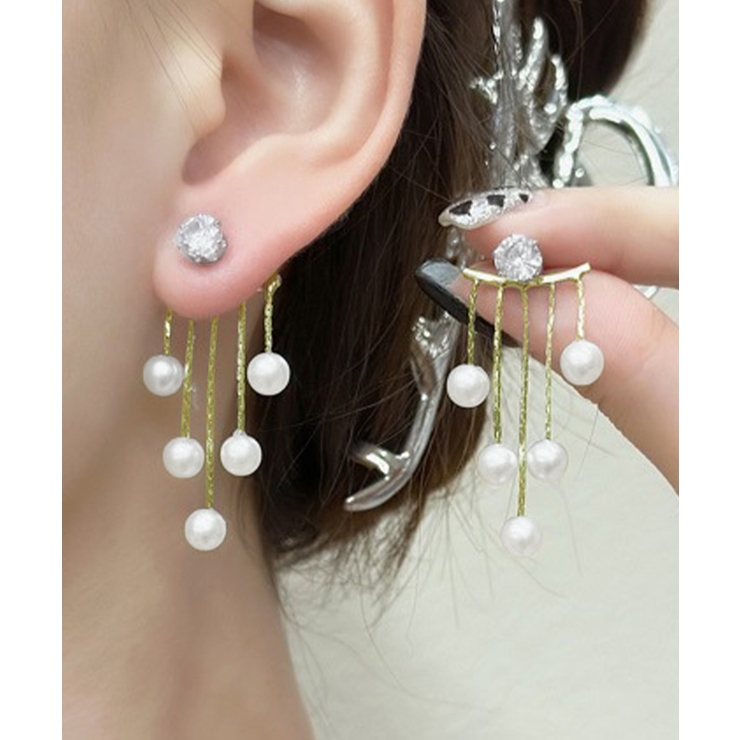 上品パールチェーンピアス韓国風 フリンジアクセサリー 小顔見えフェミニンジュエリ… | SUNSHINE CLOSET | 詳細画像6 