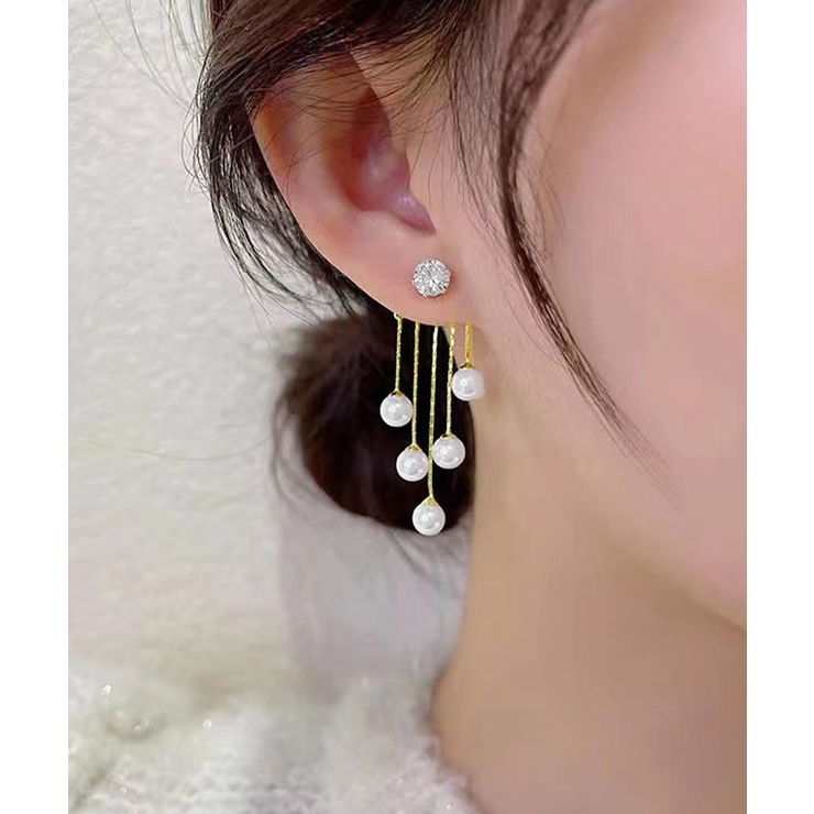 上品パールチェーンピアス韓国風 フリンジアクセサリー 小顔見えフェミニンジュエリ… | SUNSHINE CLOSET | 詳細画像7 