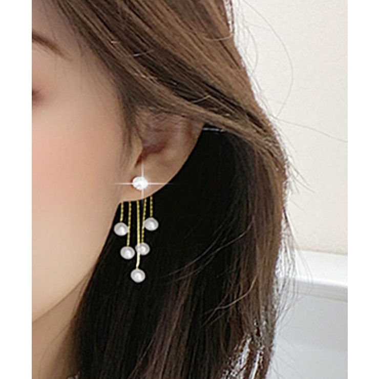 上品パールチェーンピアス韓国風 フリンジアクセサリー 小顔見えフェミニンジュエリ… | SUNSHINE CLOSET | 詳細画像8 