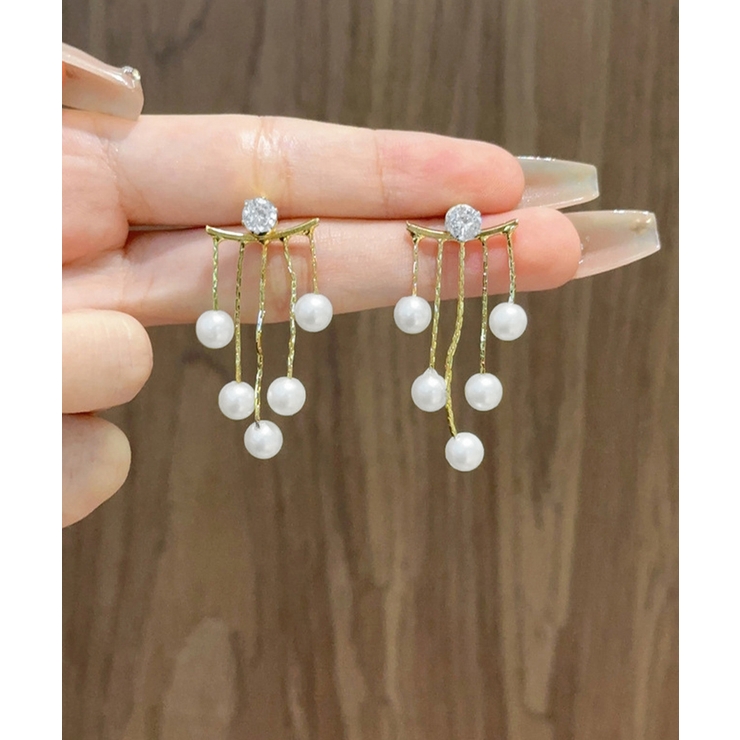 上品パールチェーンピアス韓国風 フリンジアクセサリー 小顔見えフェミニンジュエリ… | SUNSHINE CLOSET | 詳細画像9 