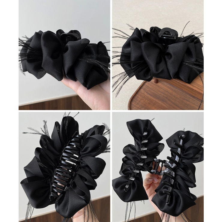 韓国風上品華やかボリュームシュシュ風ヘアクリップ 大人っぽいフリル黒髪飾り キラ… | SUNSHINE CLOSET | 詳細画像14 