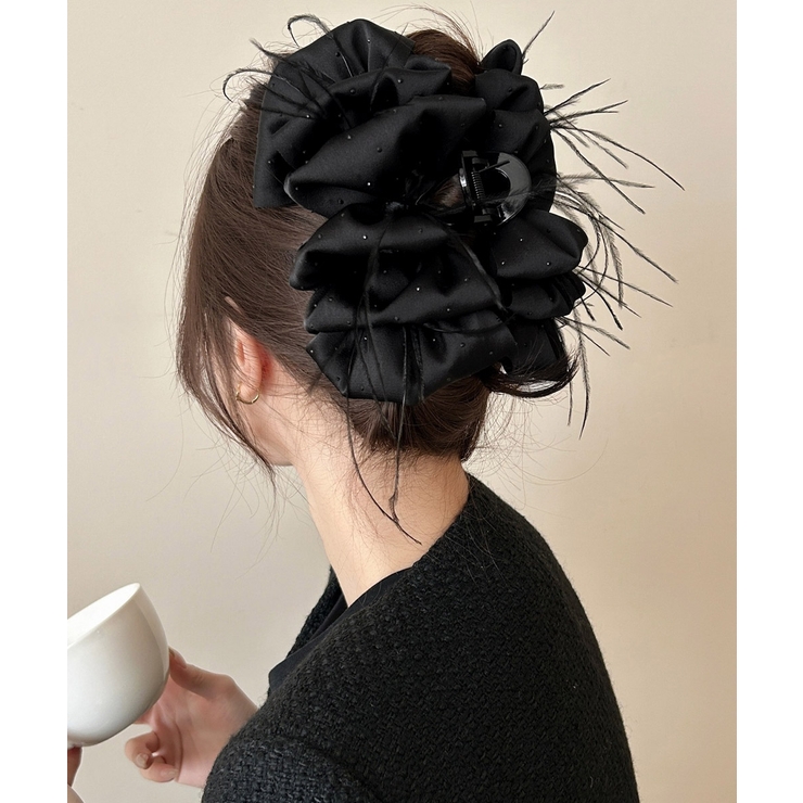 韓国風上品華やかボリュームシュシュ風ヘアクリップ 大人っぽいフリル黒髪飾り キラ… | SUNSHINE CLOSET | 詳細画像2 