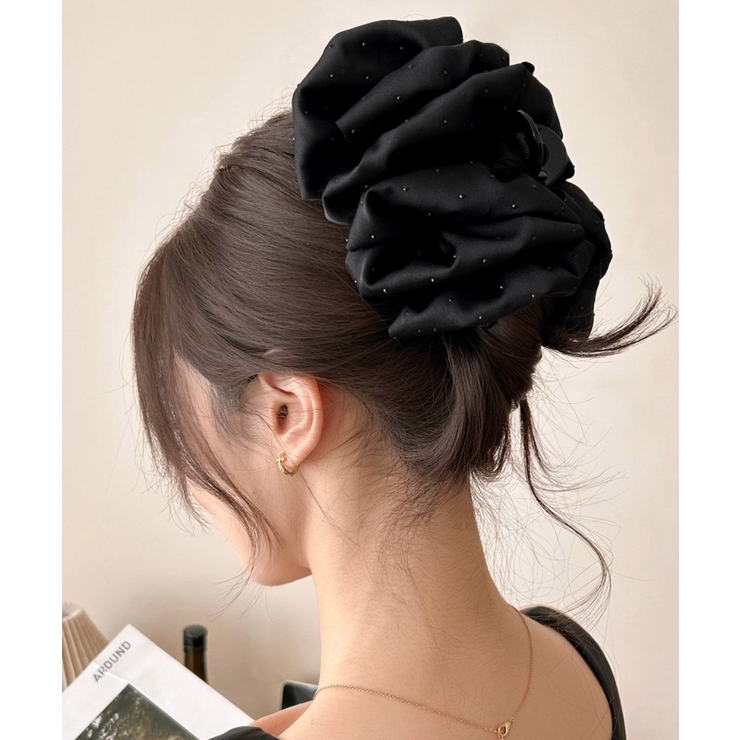 韓国風上品華やかボリュームシュシュ風ヘアクリップ 大人っぽいフリル黒髪飾り キラ… | SUNSHINE CLOSET | 詳細画像4 