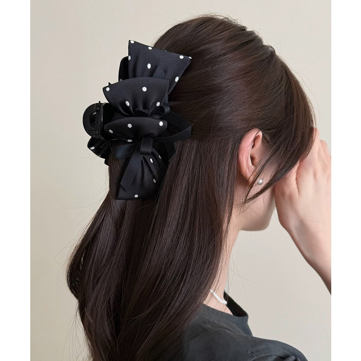 ヘアクリップドット柄リボンバンスクリップ | SUNSHINE CLOSET | 詳細画像3 