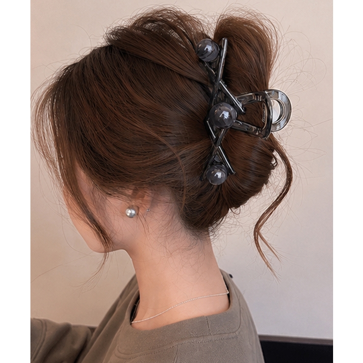 大人可愛いバンスクリップビーズ付き 変形クロスクリアクリップしっかりホールドまと… | SUNSHINE CLOSET | 詳細画像3 