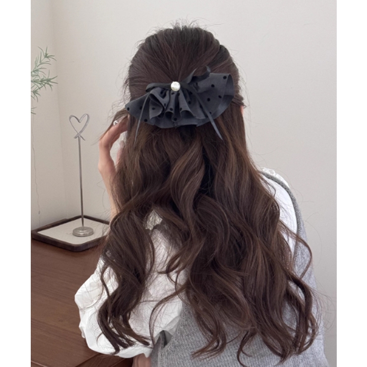 ドット柄 フリルリボン ヘアクリップ上品 | SUNSHINE CLOSET | 詳細画像3 