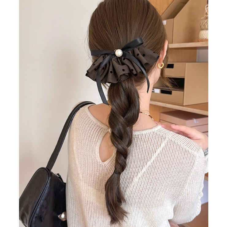 ドット柄 フリルリボン ヘアクリップ上品 | SUNSHINE CLOSET | 詳細画像4 