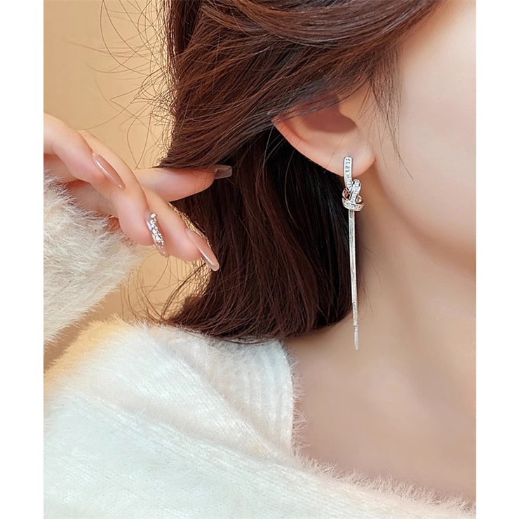 韓国風ロングチェーンピアス 揺れるピアス[品番：AGCW0006557