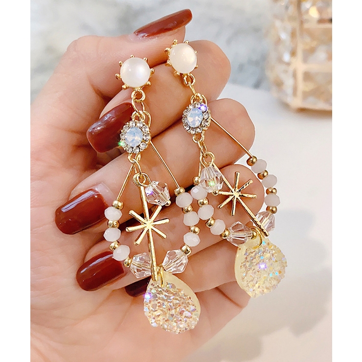 しずく型ピアス大ぶり 揺れるビーズピアス | SUNSHINE CLOSET | 詳細画像1 