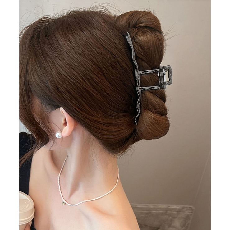 ビッグ割引 バンスクリップ ヘアクリップ うねうね ウェーブ モチーフ