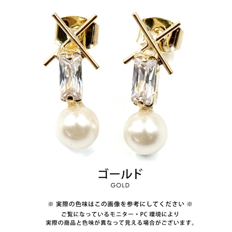 耳元に上品な華やかさを添える！クロスデザインパールピアス | aquagarage | 詳細画像3 