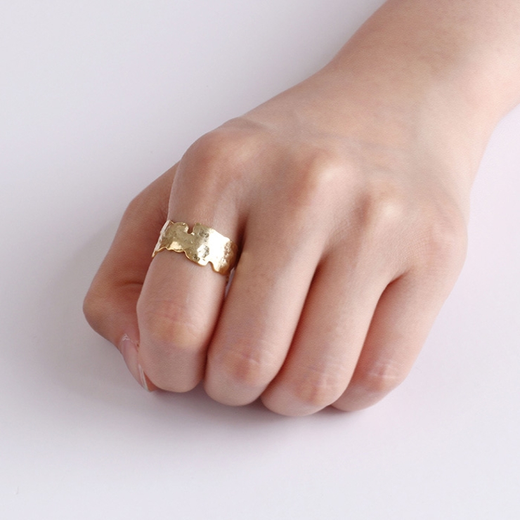 オープンリング たたき加工 ゴールド | aquagarage | 詳細画像6 