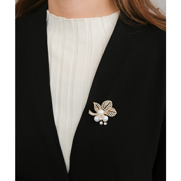 リーフモチーフのブローチにパールをあしらったブローチ | aquagarage | 詳細画像7 